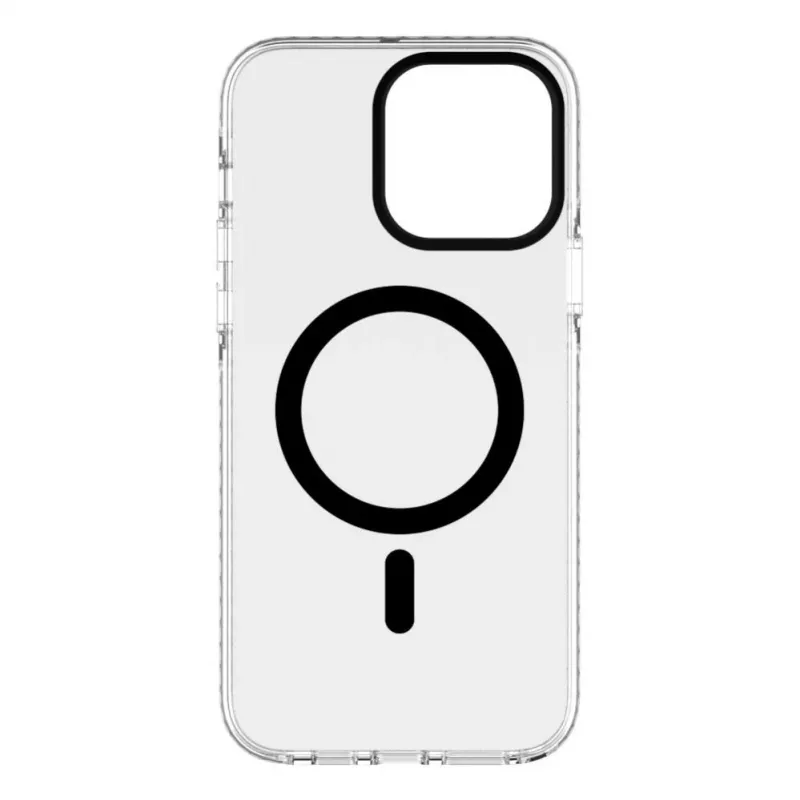 Evelatus Apple iPhone 15 Pro Max Clear Case PC+TPU With MagSafe läpinäkyvä musta