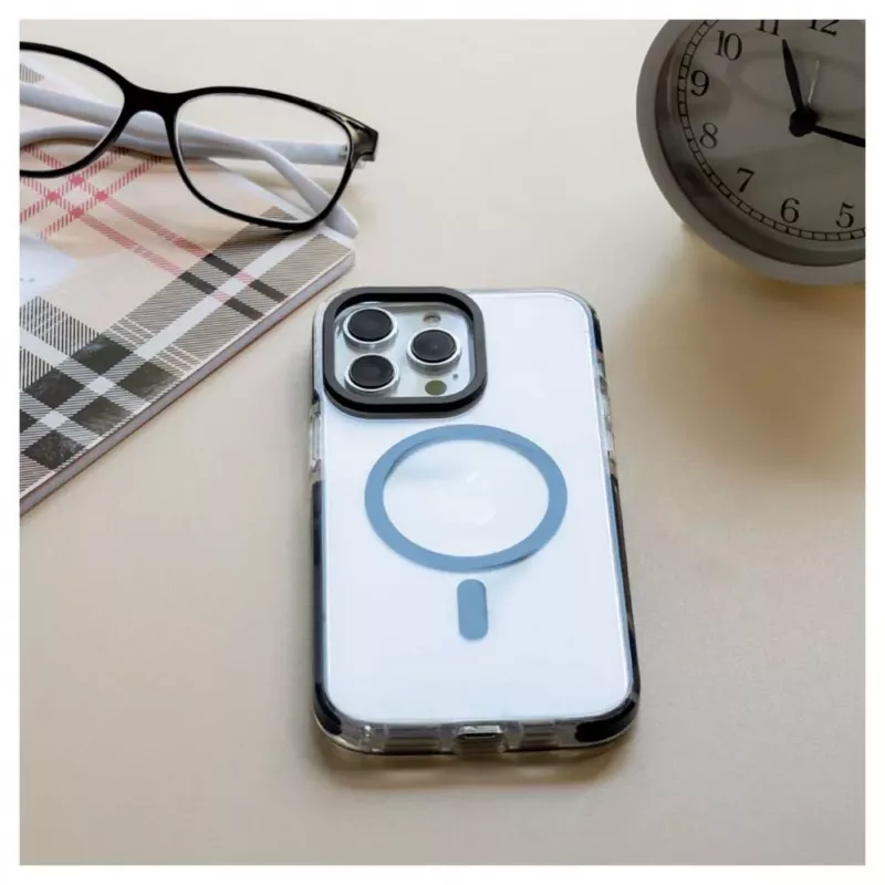 Evelatus Apple iPhone 15 Pro Max Clear Case PC+TPU With MagSafe läpinäkyvä musta