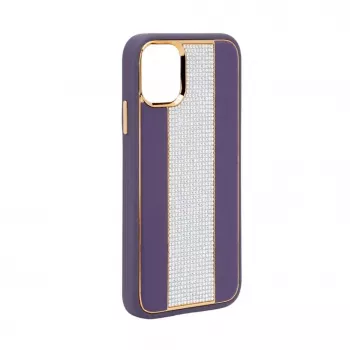 iLike Apple iPhone 11 Diamonds and Leather Case violetti