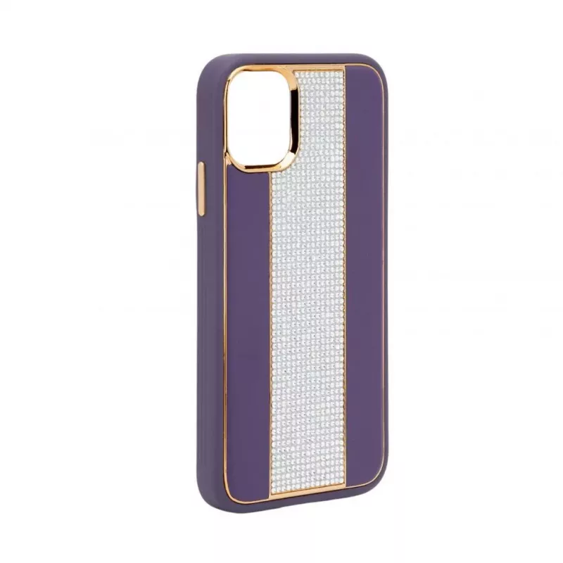 iLike Apple iPhone 11 Diamonds and Leather Case violetti