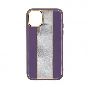 iLike Apple iPhone 11 Diamonds and Leather Case violetti