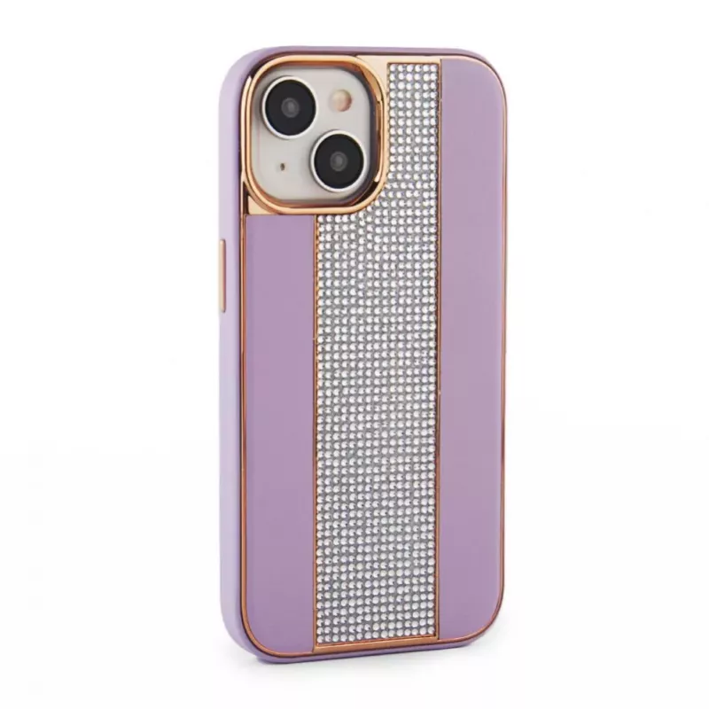 iLike Apple iPhone 15 Diamonds and Leather kuori pinkki hiekka