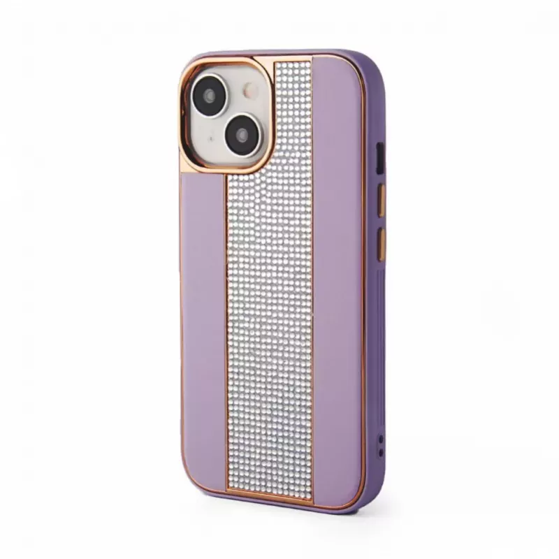 iLike Apple iPhone 15 Diamonds and Leather kuori pinkki hiekka