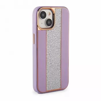 iLike Apple iPhone 15 Diamonds and Leather kuori pinkki hiekka