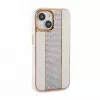 iLike Apple iPhone 15 Diamonds and Leather Case valkoinen