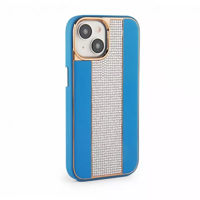 iLike Apple iPhone 15 Diamonds and Leather Case sininen