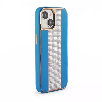 iLike Apple iPhone 15 Diamonds and Leather Case sininen