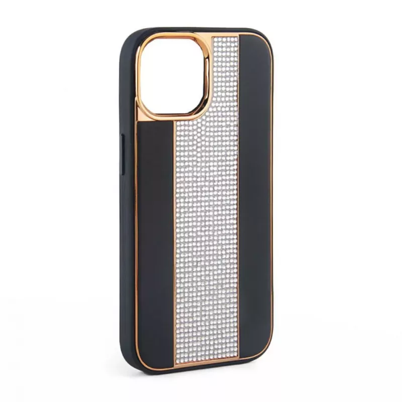 iLike Apple iPhone 15 Pro Diamonds and Leather Case musta