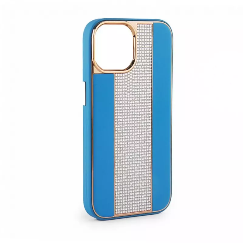 iLike Apple iPhone 15 Pro Diamonds and Leather Case sininen
