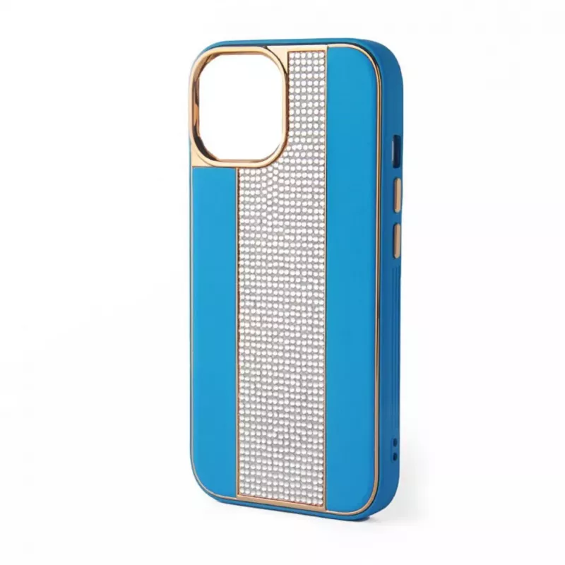iLike Apple iPhone 15 Pro Diamonds and Leather Case sininen