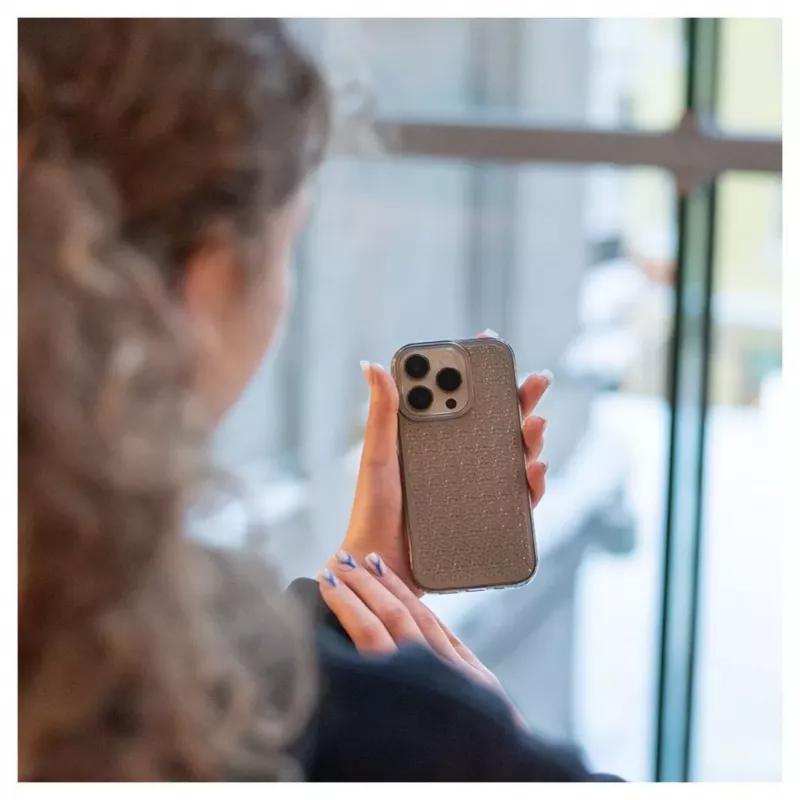 iLike Apple iPhone 14 Pro silikonikuori Shine läpinäkyvä musta