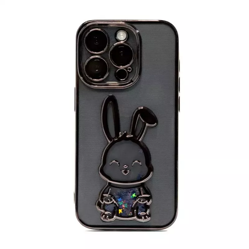 iLike Apple iPhone 15 Pro silikonikuori Print Desire Rabbit musta