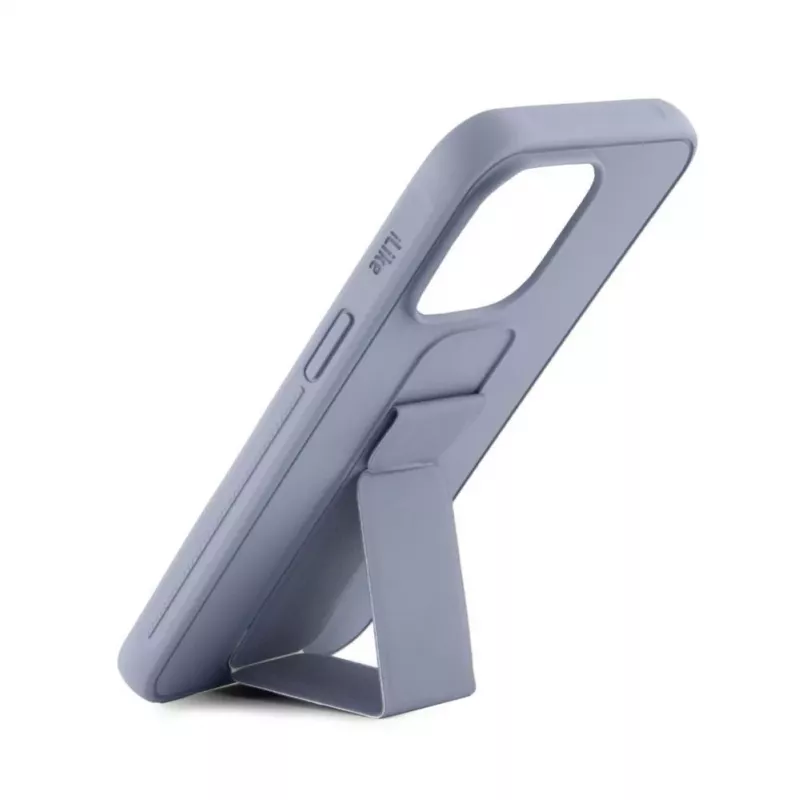 iLike Apple iPhone 13 silikonikuori jalustalla violetti