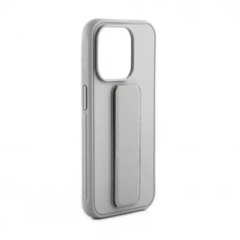 iLike Apple iPhone 15 silikonikuori jalustalla hopea
