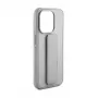iLike Apple iPhone 15 silikonikuori jalustalla hopea