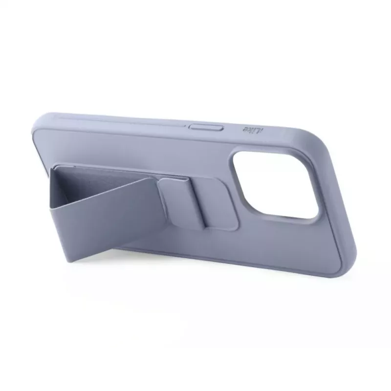 iLike Apple iPhone 15 silikonikuori jalustalla violetti