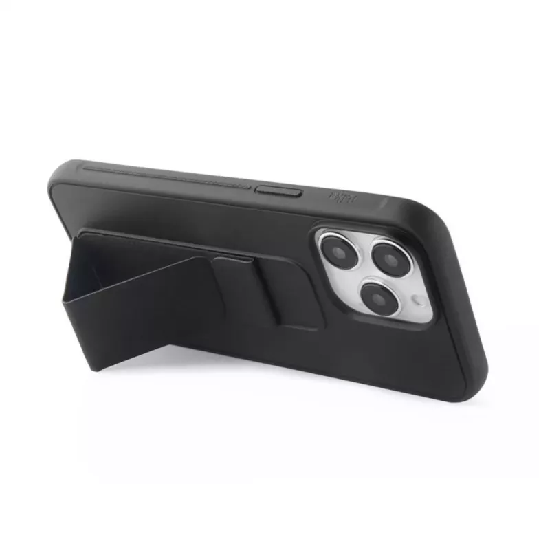 iLike Apple iPhone 15 Pro silikonikuori jalustalla musta
