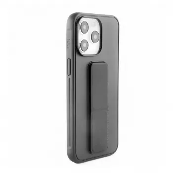 iLike Apple iPhone 15 Pro silikonikuori jalustalla musta