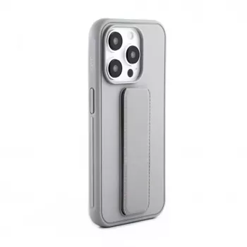 iLike Apple iPhone 15 Pro silikonikuori jalustalla hopea