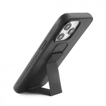 iLike Apple iPhone 15 Plus silikonikuori jalustalla musta