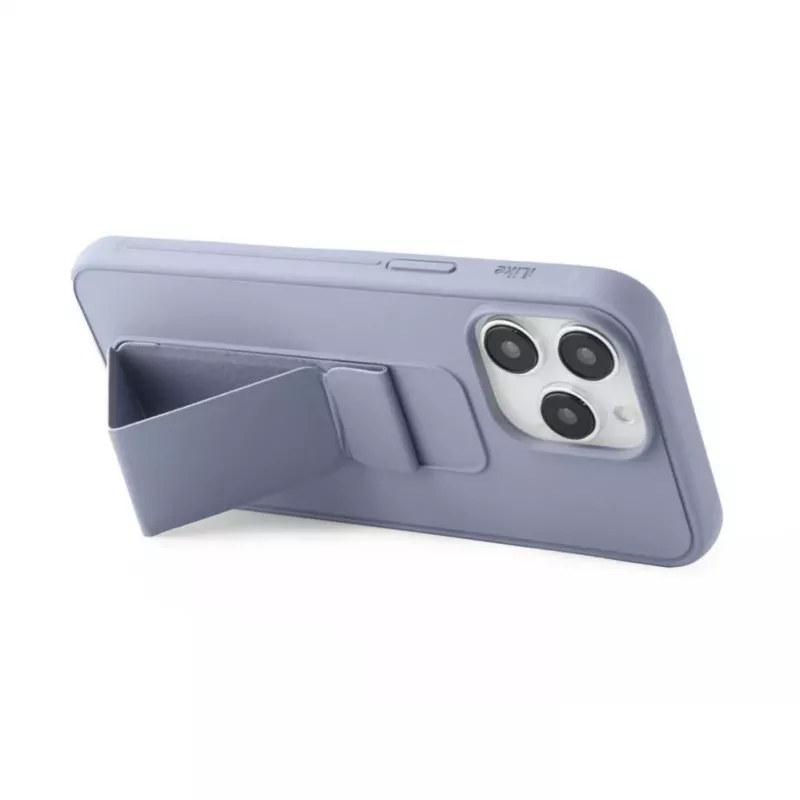 iLike Apple iPhone 15 Pro Max silikonikuori jalustalla violetti