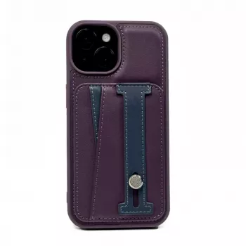 iLike Apple iPhone 14 Leather Pocket Stand -suojakotelo violetti
