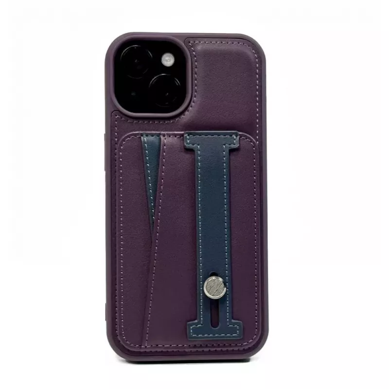 iLike Apple iPhone 14 Leather Pocket Stand -suojakotelo violetti