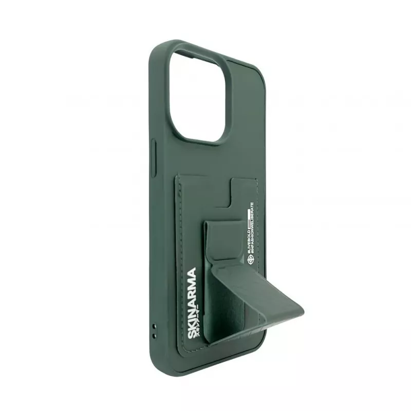 iLike Apple iPhone 15 Pro Max Leather Hidden Pocket Stand Cover vihreä