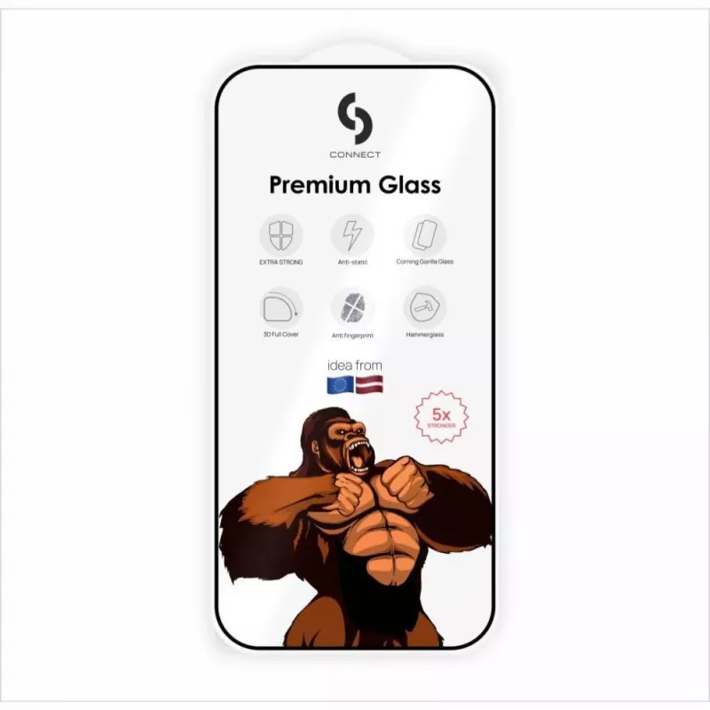 Connect Samsung Galaxy S23 Privacy 2.5D Silk Full Cover antistaattinen vahvempi musta