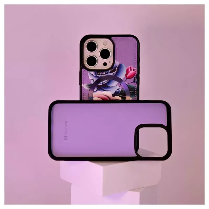 Evelatus Apple iPhone 15 Pro lompakko- ja ohut suojakotelo violetti