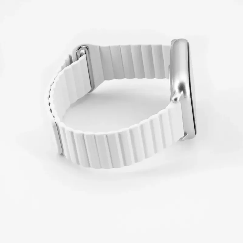 Connect 20 mm Flat Head nahka-silikoni loop-magneettiranneke (130 mm M/L) valkoinen
