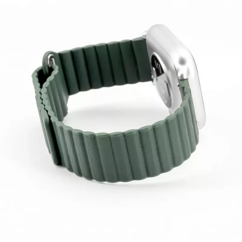 Connect 20 mm Flat Head nahka-silikoni loop-magneettiranneke kelloon (130 mm M/L) metsänvihreä