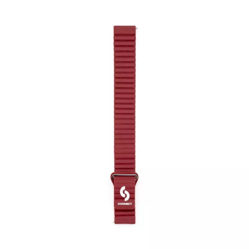 Connect 20 mm Flat Head nahka-silikoni loop-magneettiranneke (130 mm M/L) viininpunainen