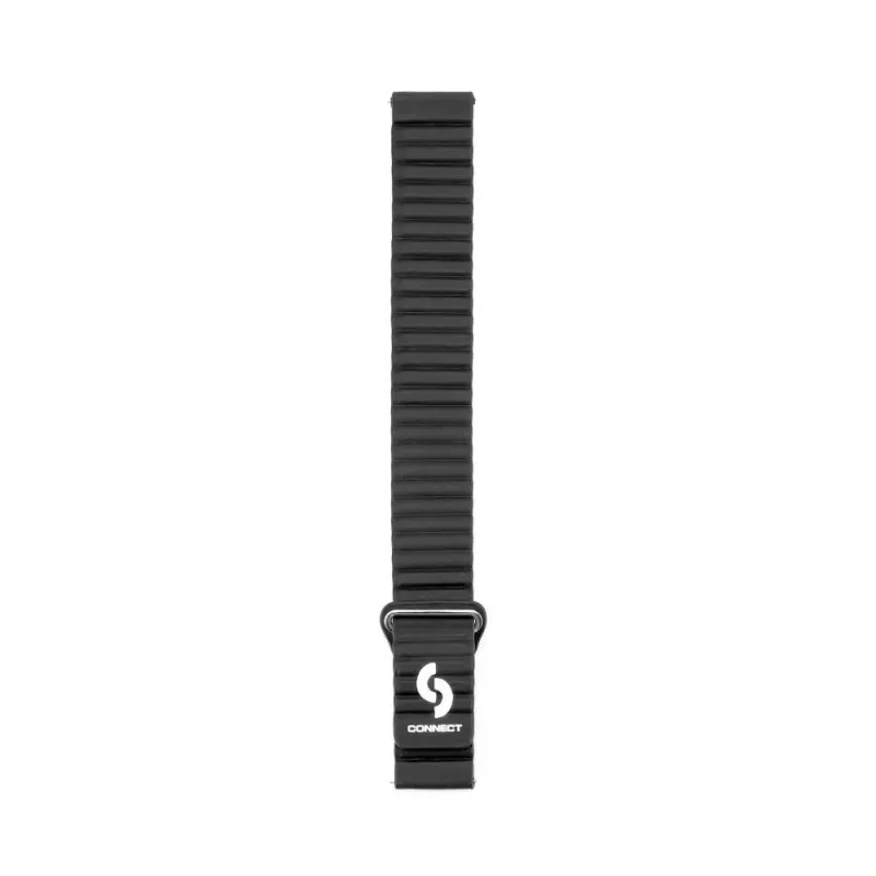 Connect 22 mm Flat Head nahka-silikoni loop-magneettiranneke (130 mm M/L) musta