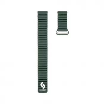 Connect 22 mm Flat Head nahka - silikoni loop-magneettiranneke (130 mm M/L) metsänvihreä