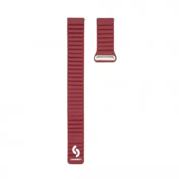 Connect 22 mm Flat Head nahka-silikoni loop-magneettiranneke kelloon (130 mm M/L) viininpunainen