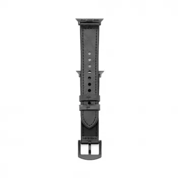 Connect Watch 38/40/41mm silikonipaikattu nahkaranneke (132mm M/L) musta