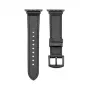 Connect Watch 38/40/41mm silikonipaikattu nahkaranneke (132mm M/L) musta