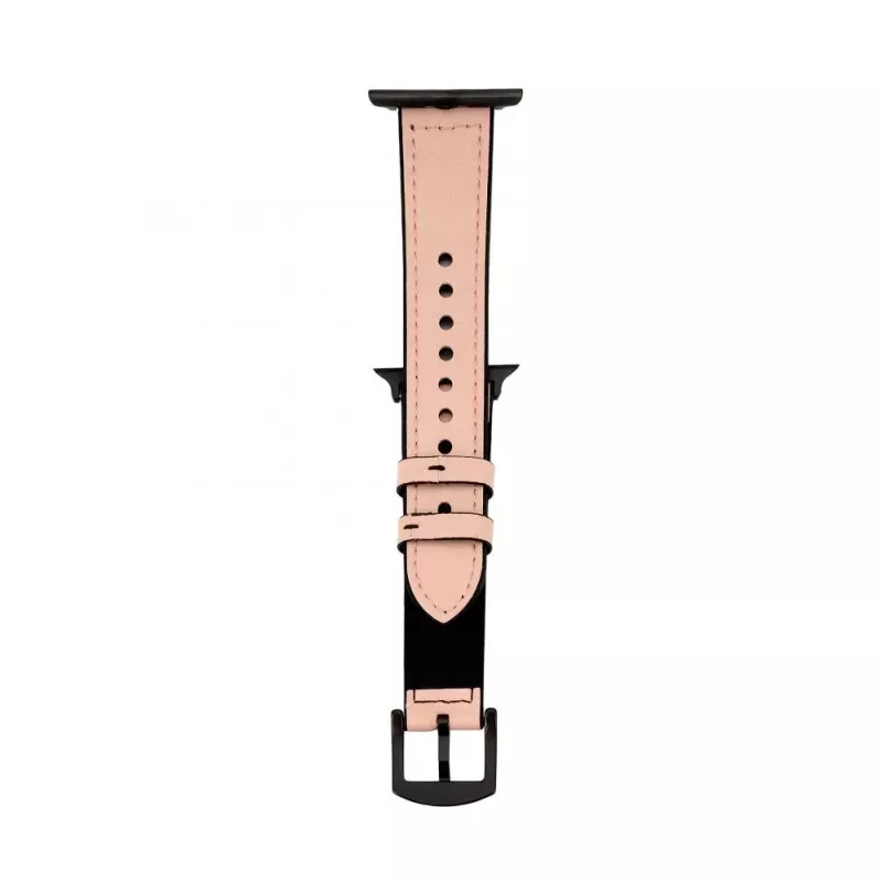 Connect Watch 38/40/41mm silikonipaikattu nahkaranneke (132mm M/L) pinkki hiekka