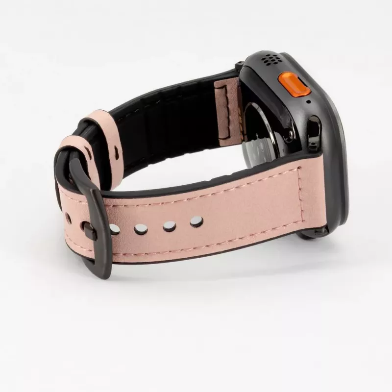 Connect Watch 38/40/41mm silikonipaikattu nahkaranneke (132mm M/L) pinkki hiekka