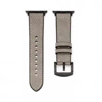 Connect Watch 38/40/41mm silikonipaikattu nahkaranneke (132mm M/L) hopea