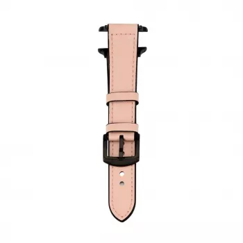 Connect Watch 42/44/45mm silikonipaikattu nahkaranneke (132mm M/L) pinkki hiekka