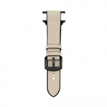 Connect Watch 42/44/45mm silikonipaikattu nahkaranneke (132mm M/L) valkoinen