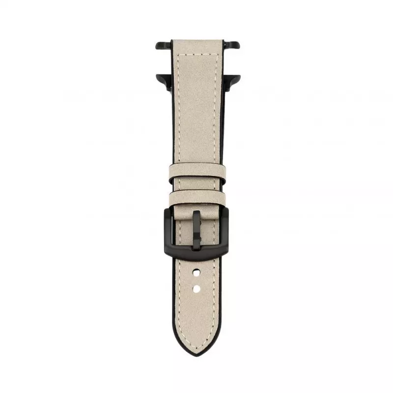 Connect Watch 42/44/45mm silikonipaikattu nahkaranneke (132mm M/L) valkoinen