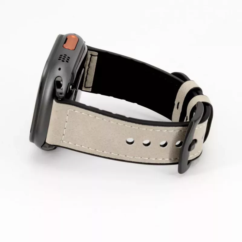 Connect Watch 42/44/45mm silikonipaikattu nahkaranneke (132mm M/L) valkoinen