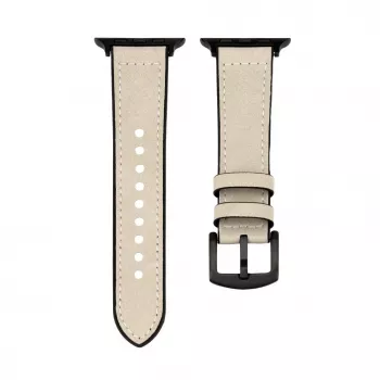 Connect Watch 42/44/45mm silikonipaikattu nahkaranneke (132mm M/L) valkoinen