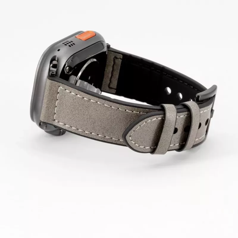 Connect Watch 42/44/45mm silikonipaikattu nahkaranneke (132mm M/L) hopea