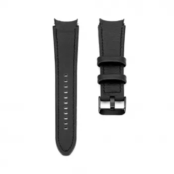 Connect 20mm silikonipaikattu nahkaranneke (130mm M/L) musta