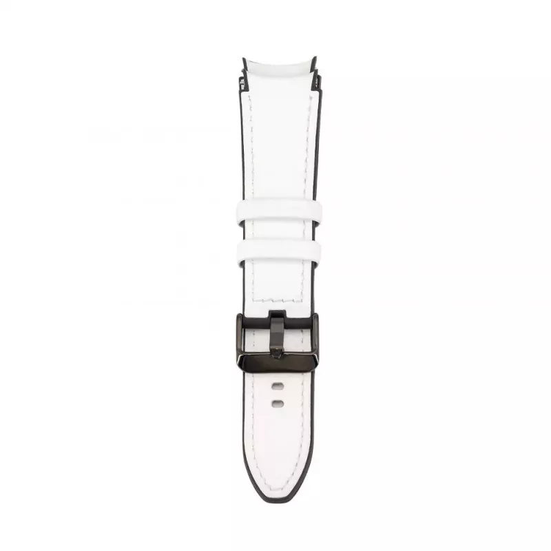 Connect 20mm silikonipaikattu nahkaranneke (130mm M/L) valkoinen