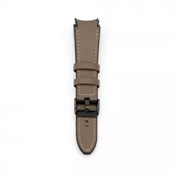 Connect 20mm silikonipaikattu nahkaranneke (130mm M/L) taupe